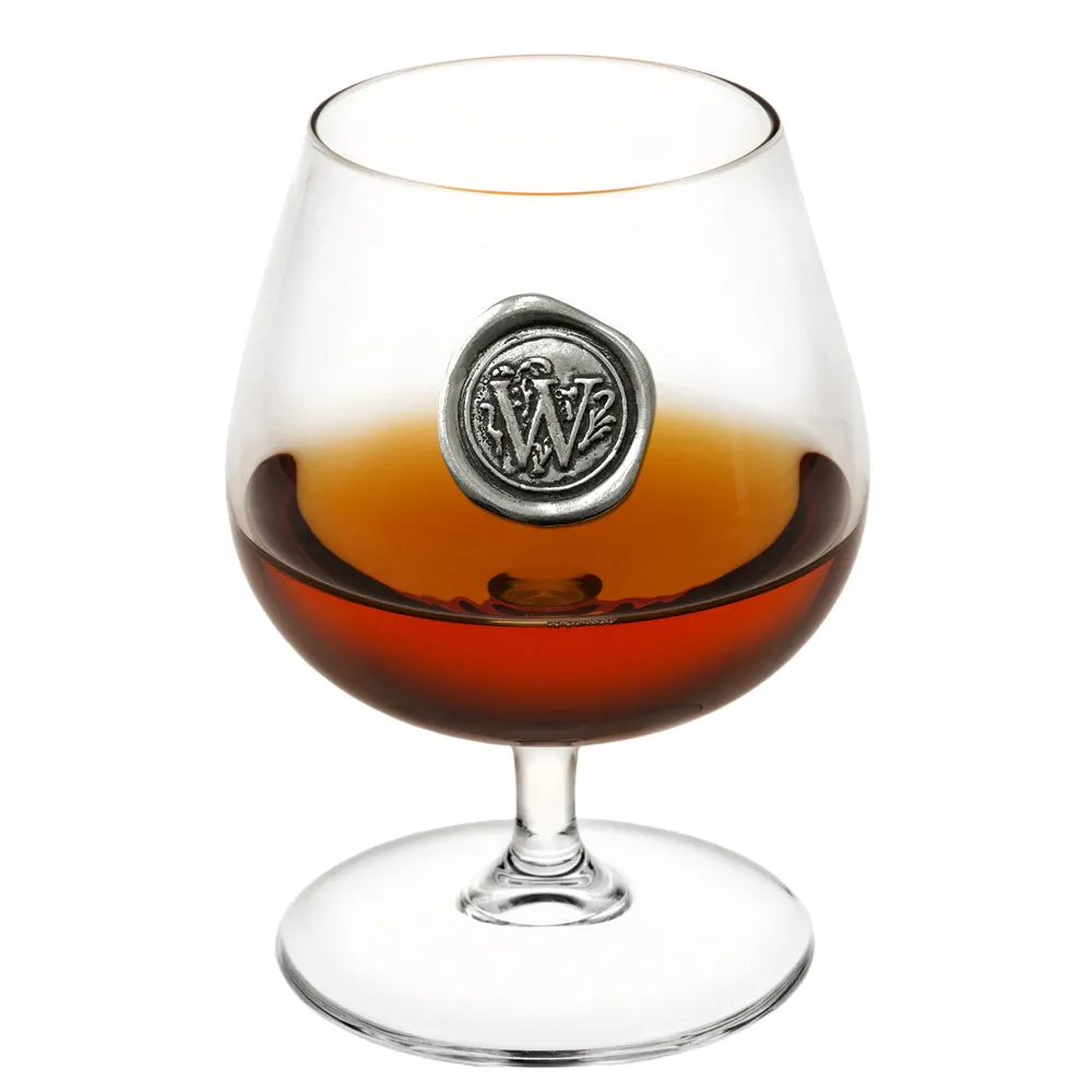 Monogram 410ml Brandy Cognac Snifter Glass Personalised Gift With Pewter Initial