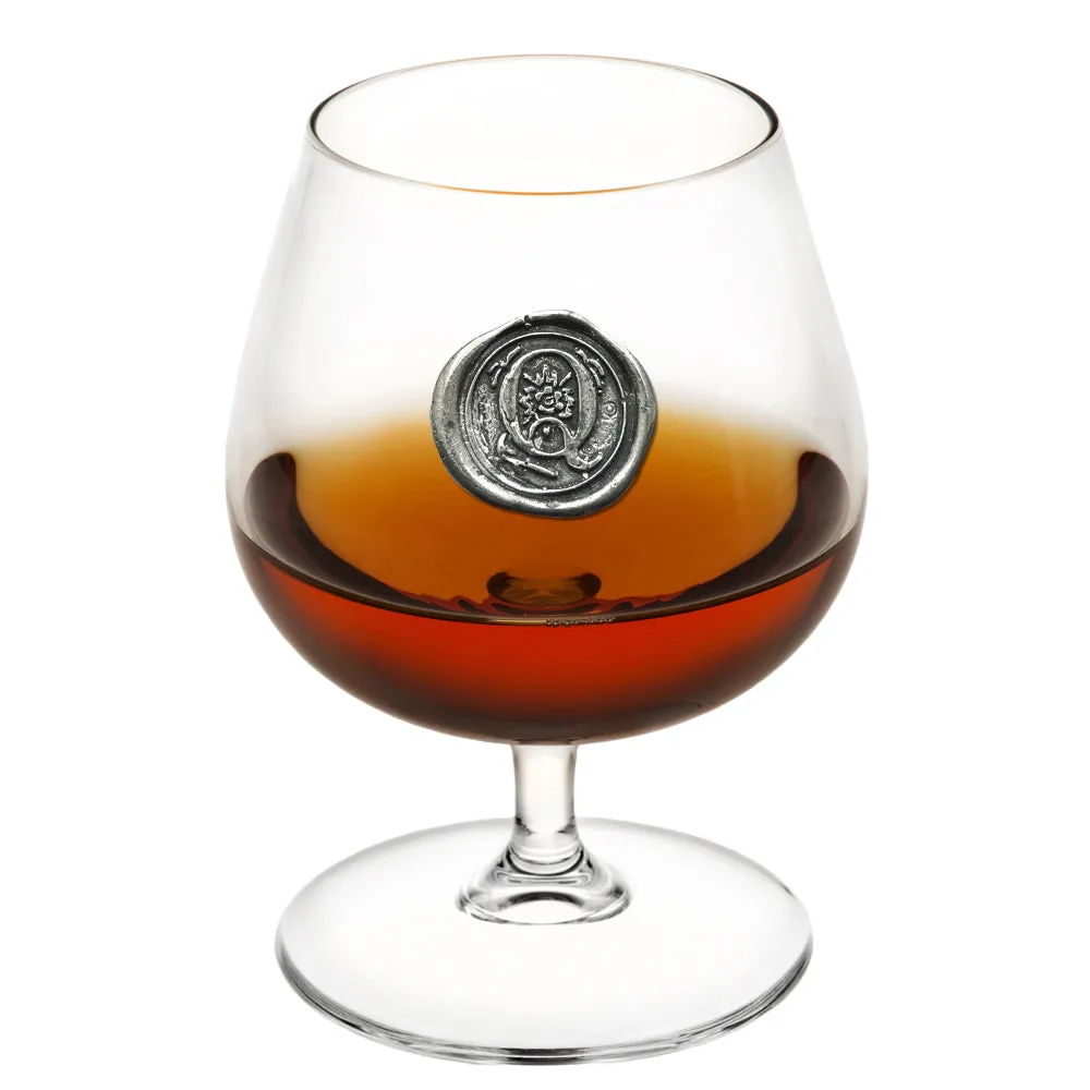 Monogram 410ml Brandy Cognac Snifter Glass Personalised Gift With Pewter Initial