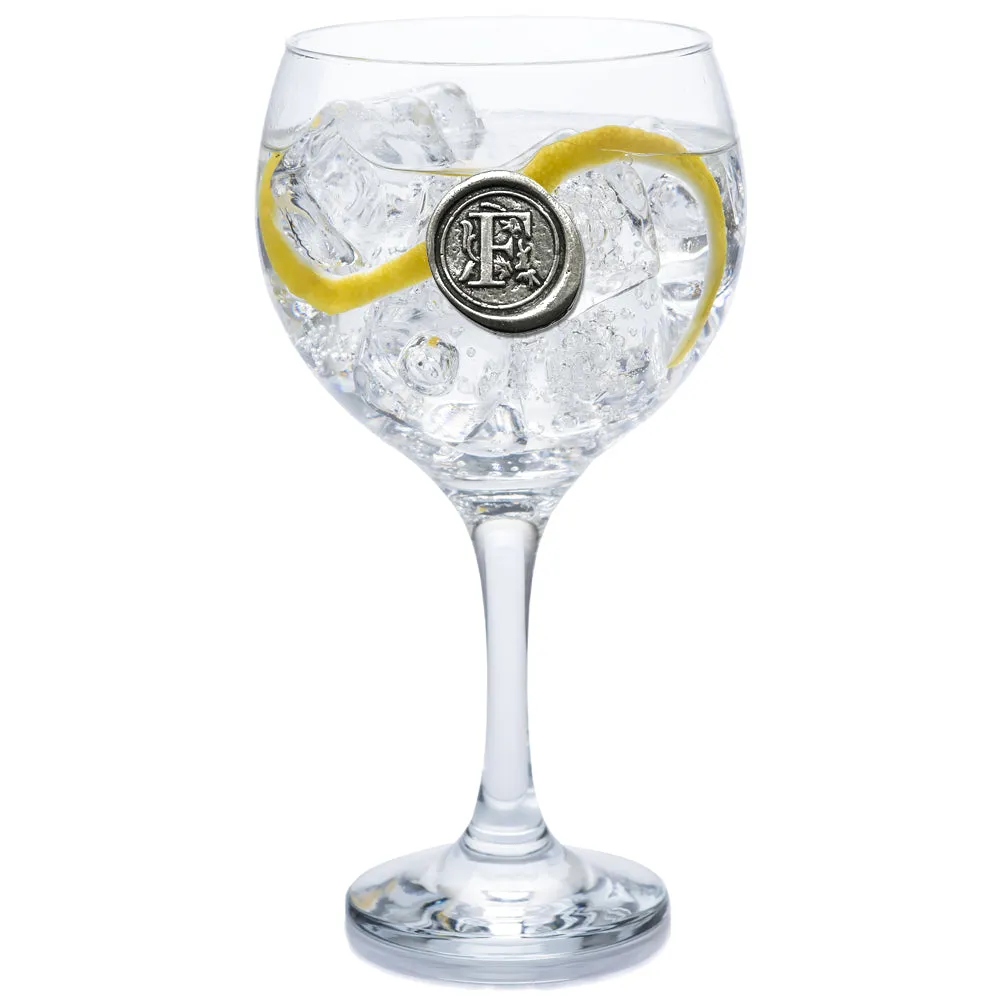 Monogram Gin Glass Personalised Gift With Pewter Initial