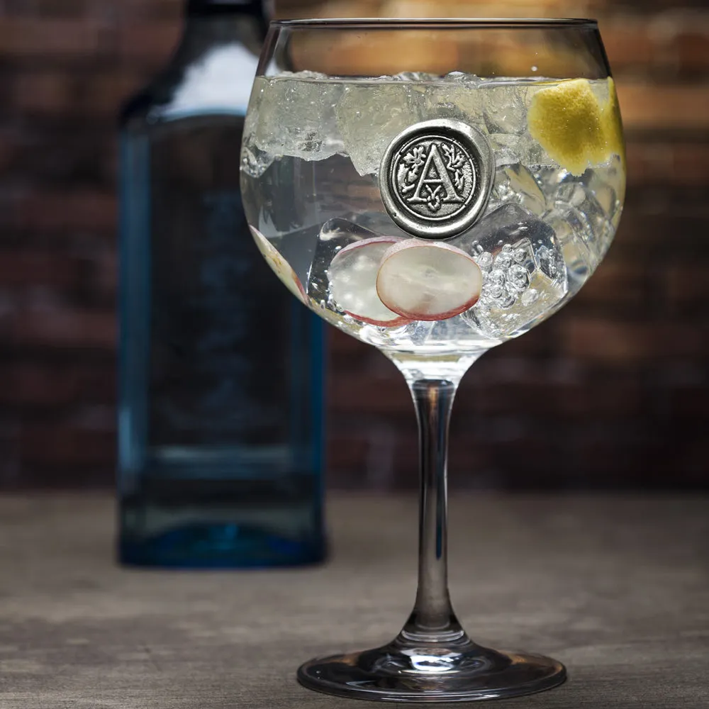 Monogram Gin Glass Personalised Gift With Pewter Initial