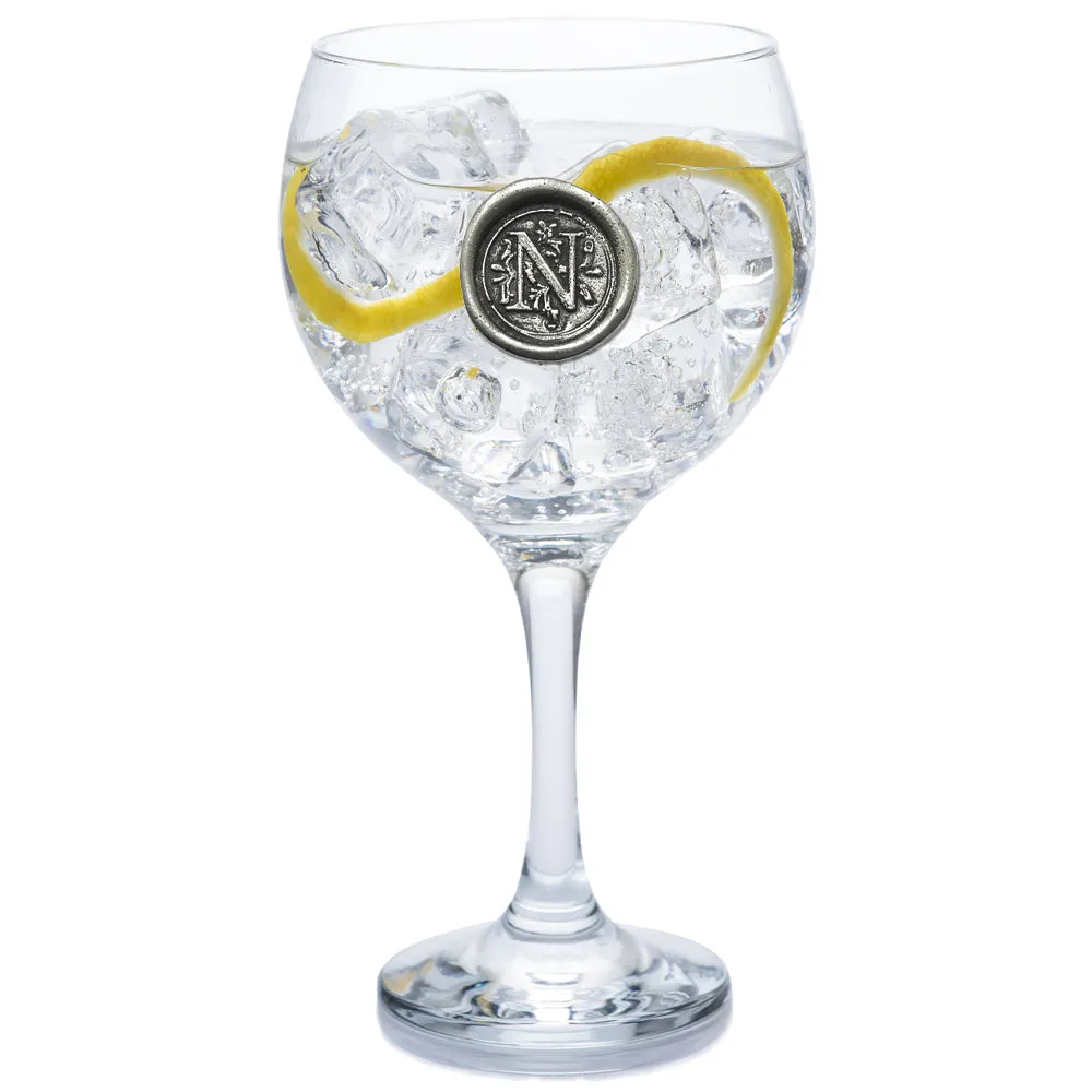 Monogram Gin Glass Personalised Gift With Pewter Initial