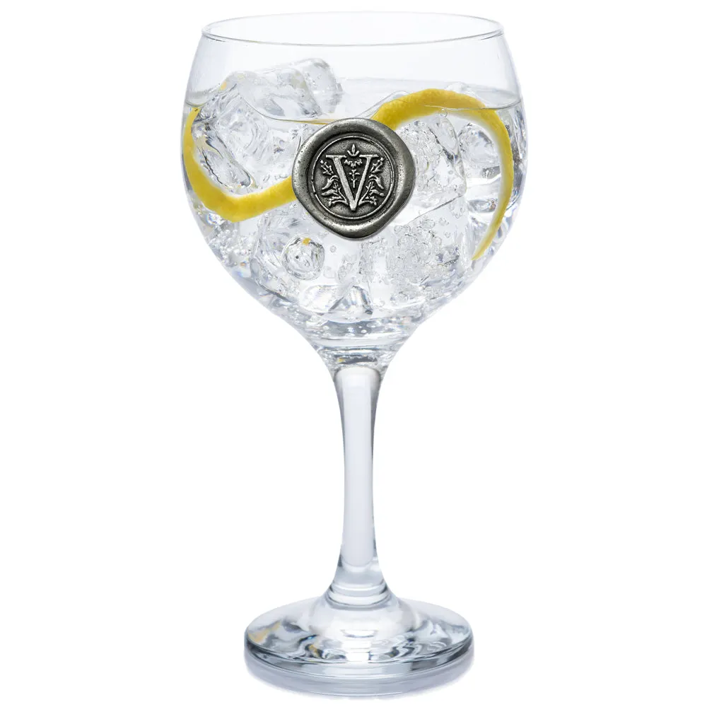 Monogram Gin Glass Personalised Gift With Pewter Initial