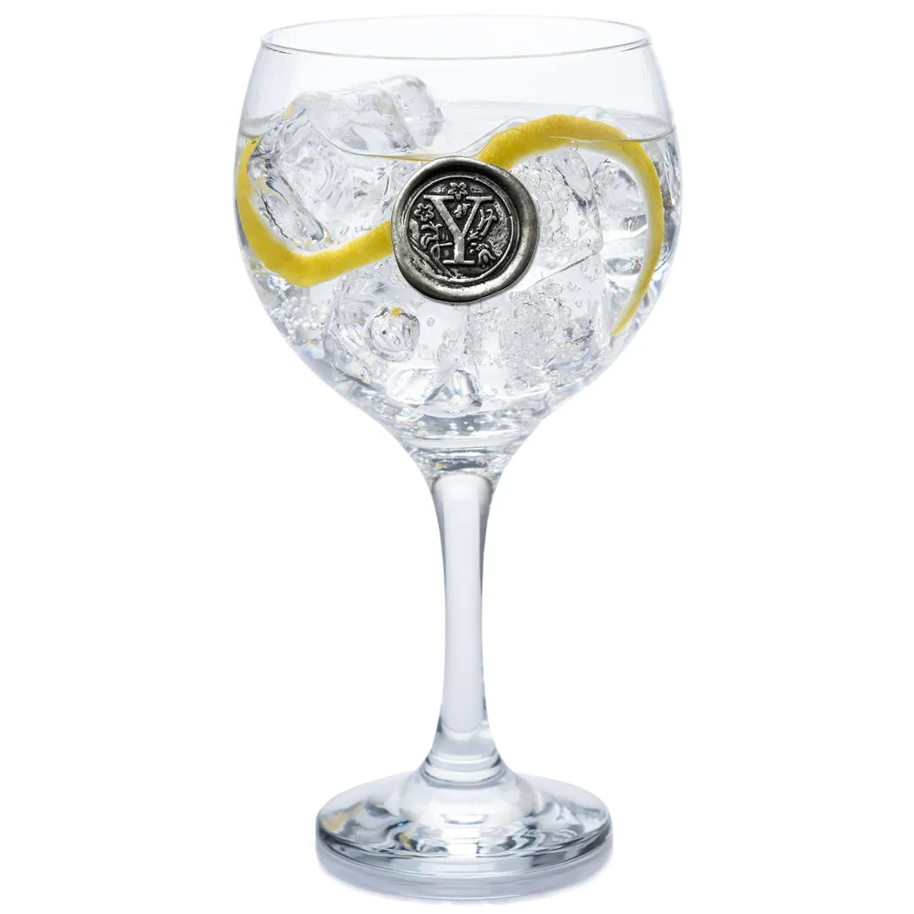 Monogram Gin Glass Personalised Gift With Pewter Initial