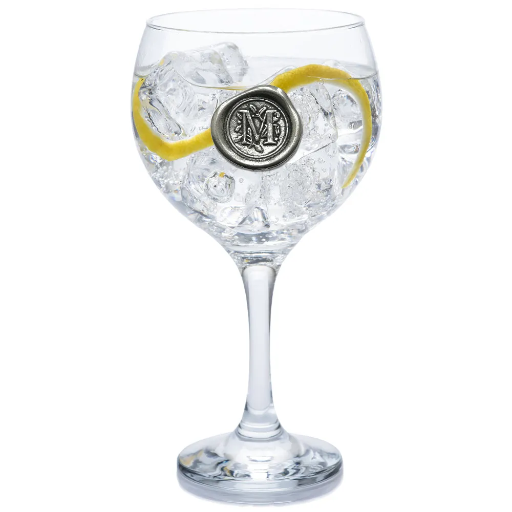 Monogram Gin Glass Personalised Gift With Pewter Initial