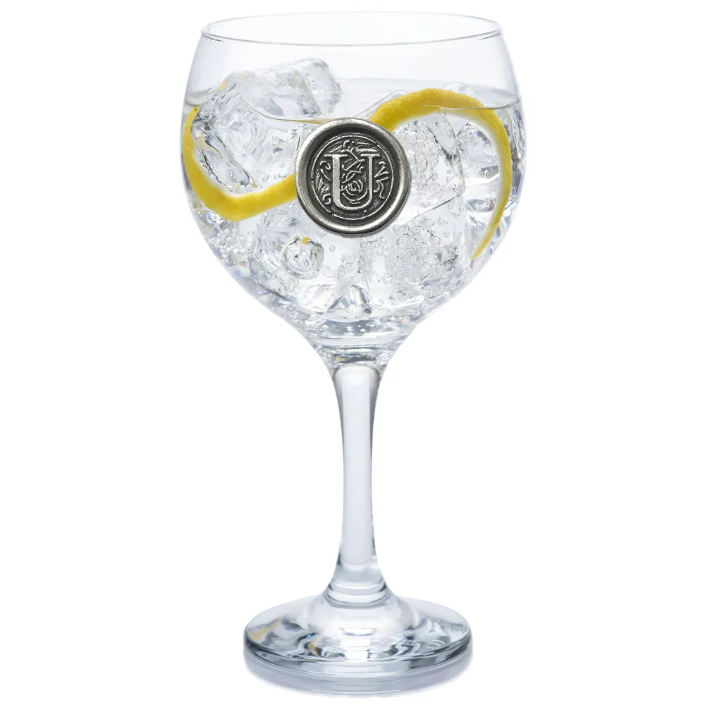 Monogram Gin Glass Personalised Gift With Pewter Initial