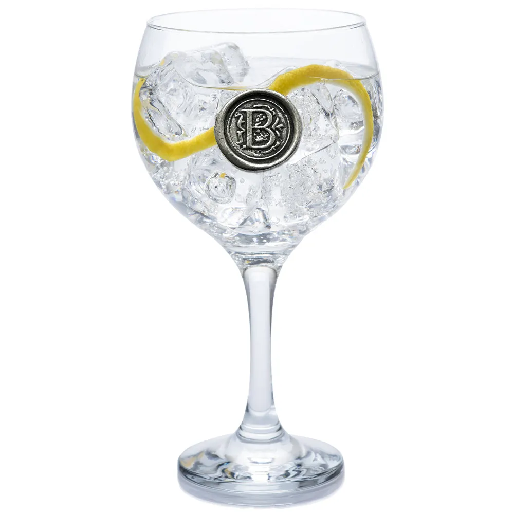 Monogram Gin Glass Personalised Gift With Pewter Initial