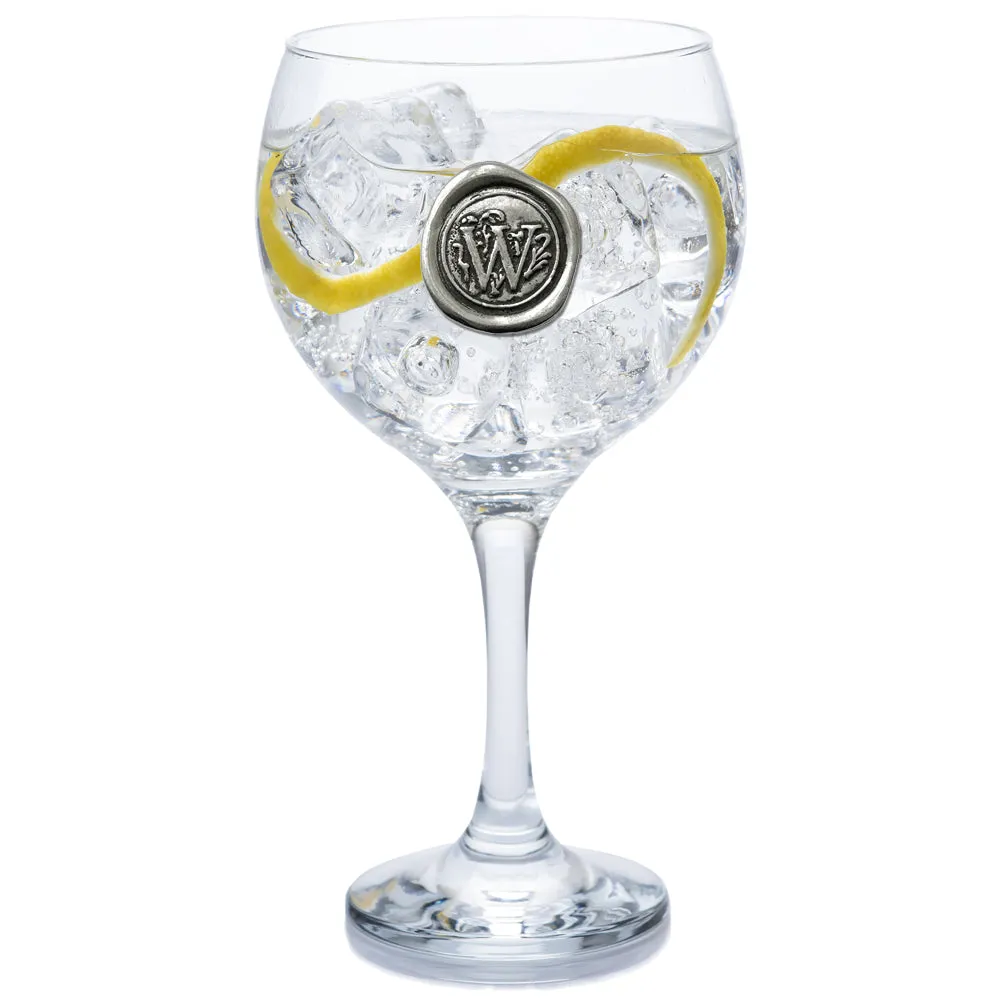 Monogram Gin Glass Personalised Gift With Pewter Initial