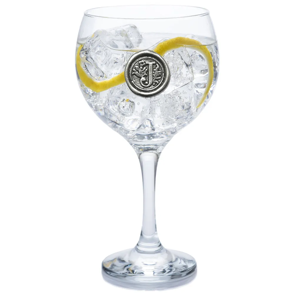 Monogram Gin Glass Personalised Gift With Pewter Initial