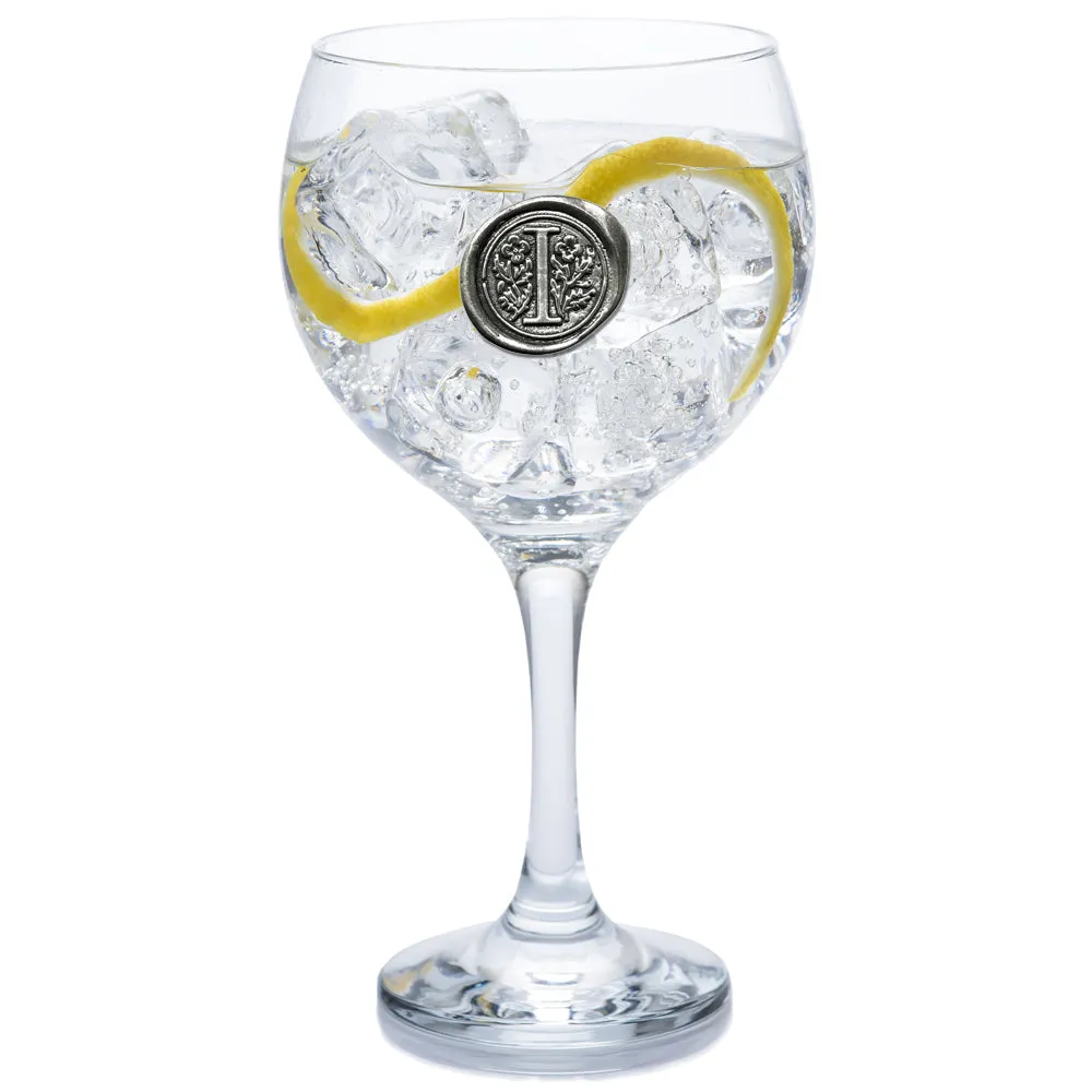 Monogram Gin Glass Personalised Gift With Pewter Initial