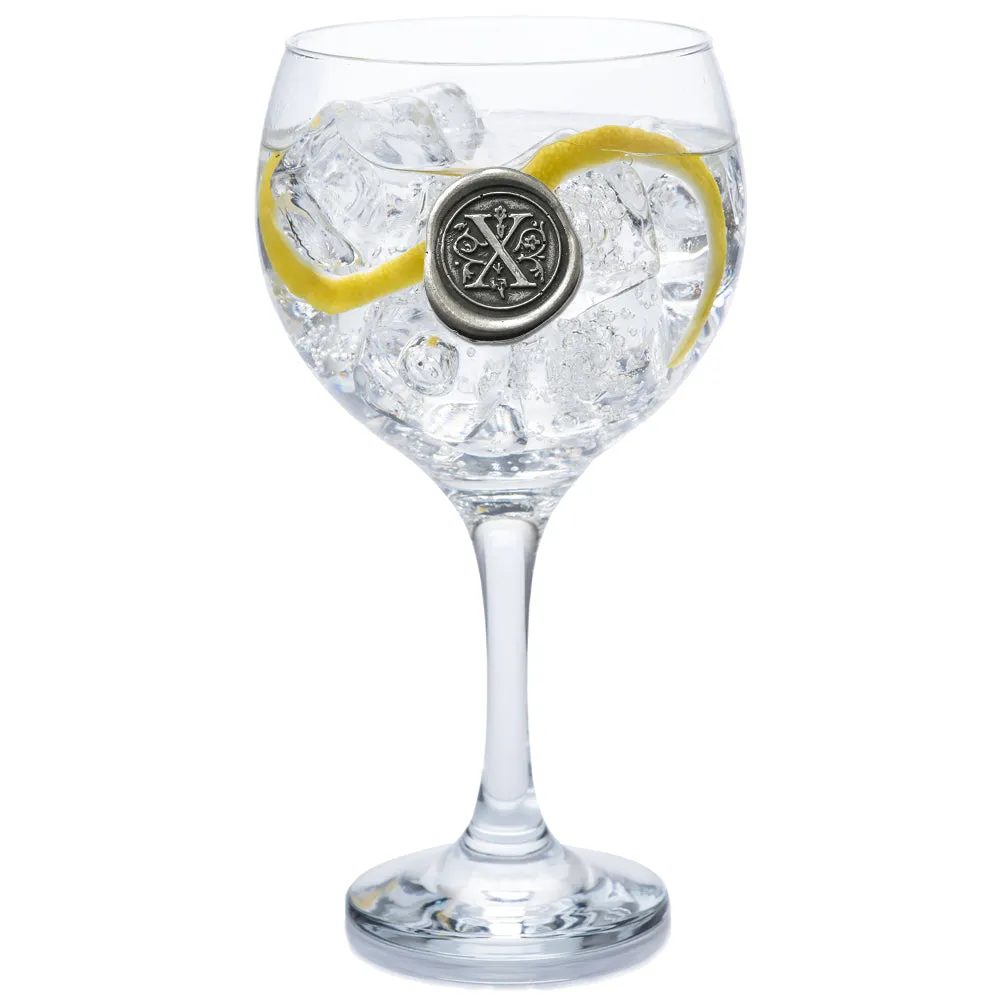 Monogram Gin Glass Personalised Gift With Pewter Initial