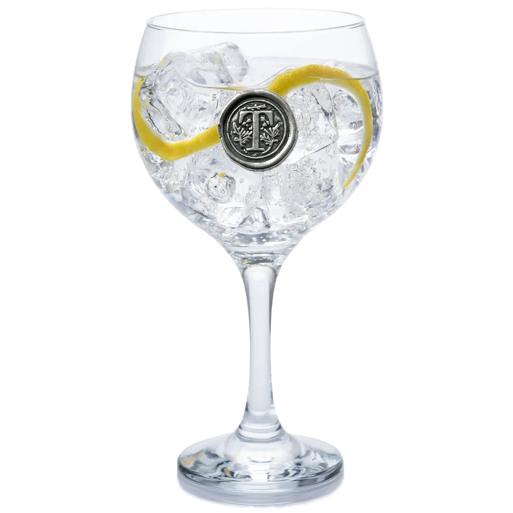 Monogram Gin Glass Personalised Gift With Pewter Initial