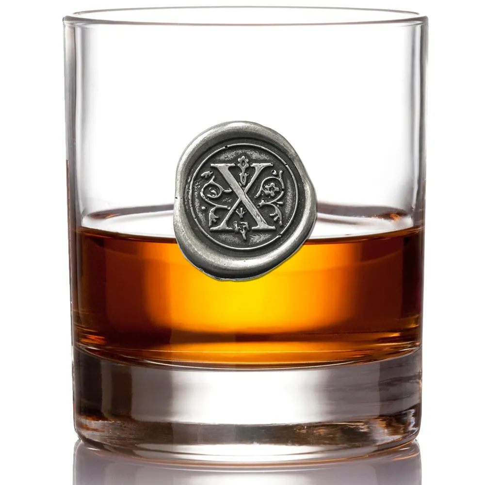 Monogram Whiskey Whisky Glass Tumbler Personalised Gift With Pewter Initial