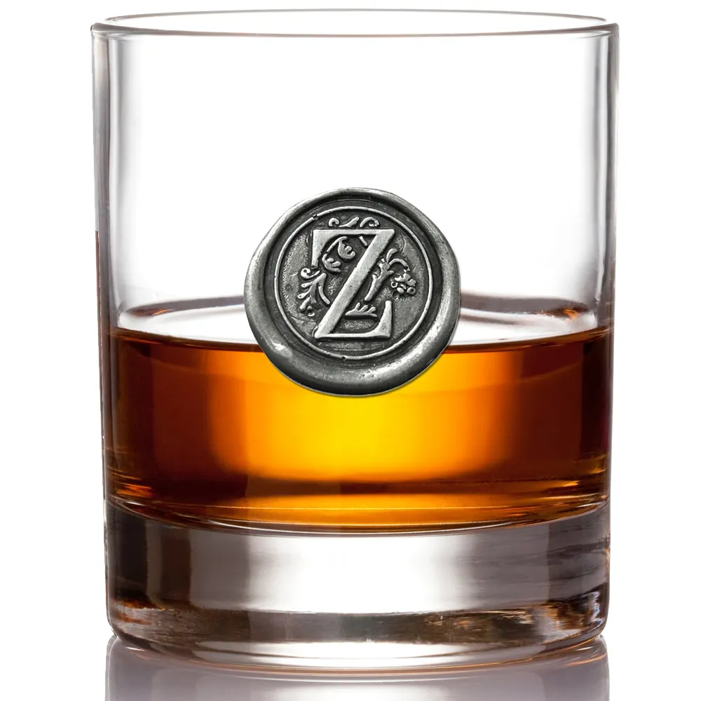 Monogram Whiskey Whisky Glass Tumbler Personalised Gift With Pewter Initial