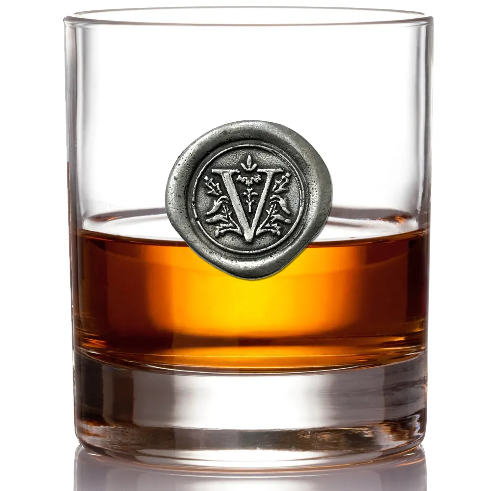 Monogram Whiskey Whisky Glass Tumbler Personalised Gift With Pewter Initial