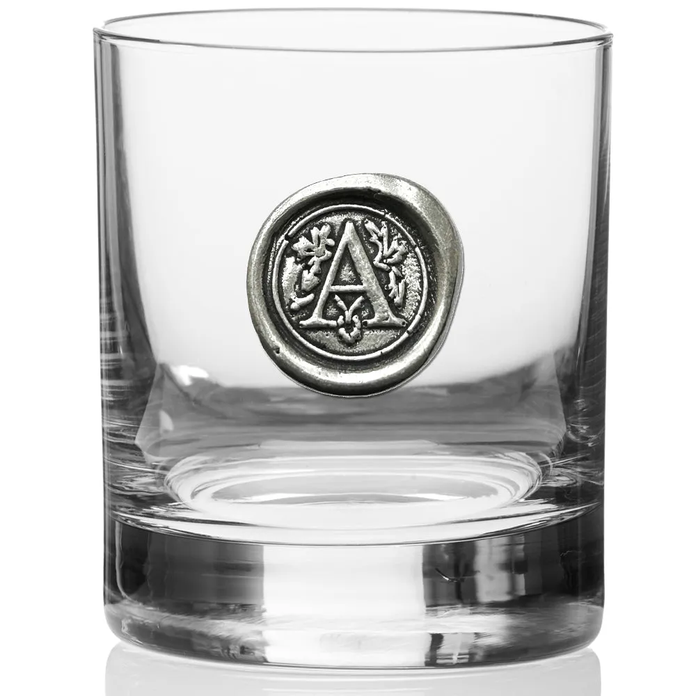 Monogram Whiskey Whisky Glass Tumbler Personalised Gift With Pewter Initial