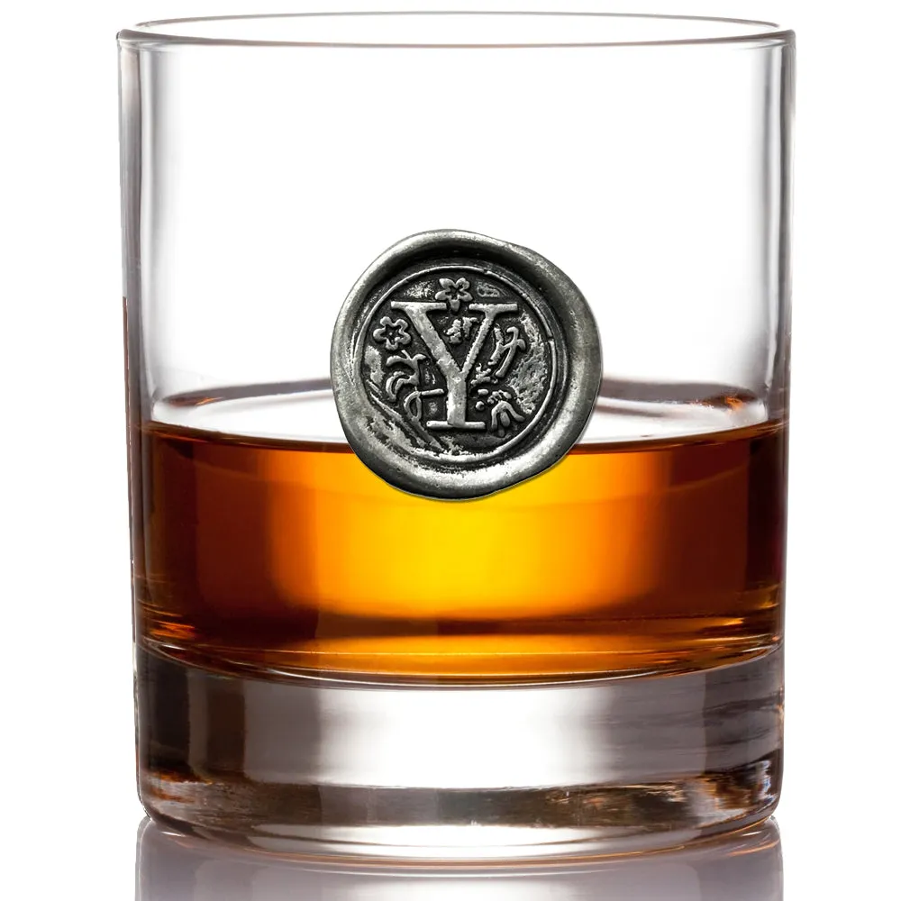 Monogram Whiskey Whisky Glass Tumbler Personalised Gift With Pewter Initial