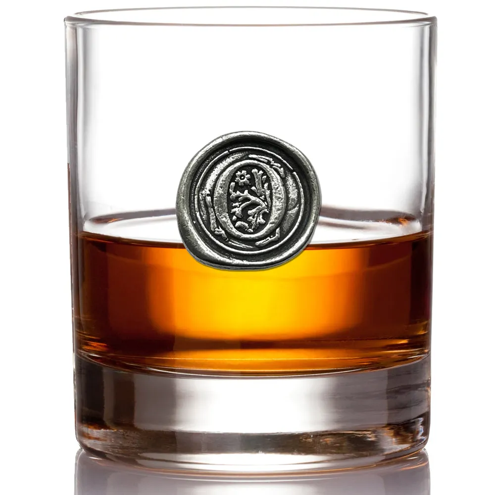 Monogram Whiskey Whisky Glass Tumbler Personalised Gift With Pewter Initial