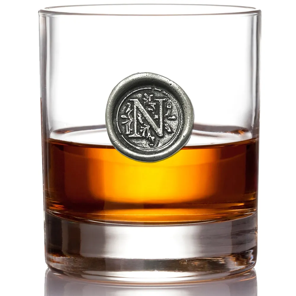 Monogram Whiskey Whisky Glass Tumbler Personalised Gift With Pewter Initial