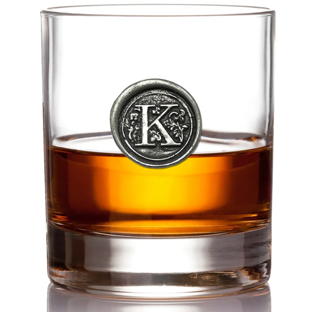 Monogram Whiskey Whisky Glass Tumbler Personalised Gift With Pewter Initial