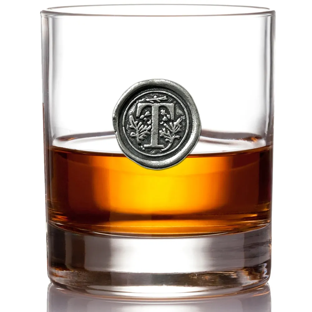 Monogram Whiskey Whisky Glass Tumbler Personalised Gift With Pewter Initial