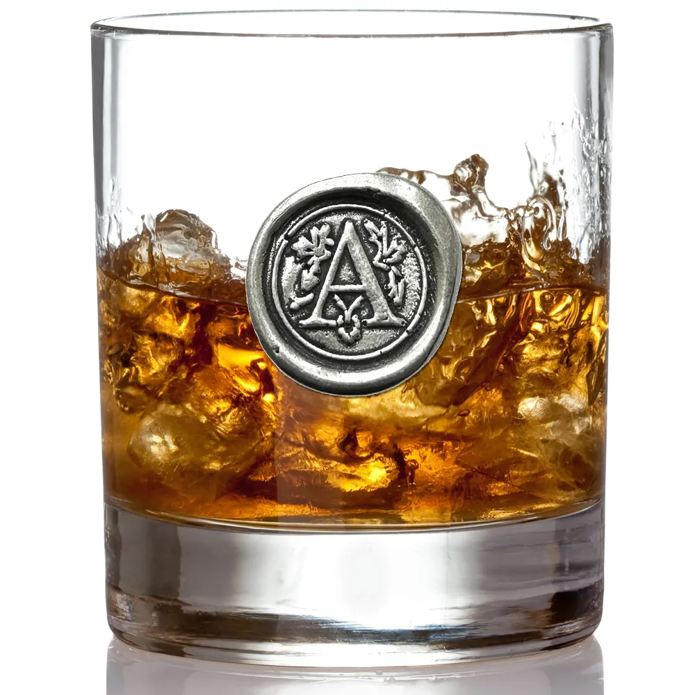 Monogram Whiskey Whisky Glass Tumbler Personalised Gift With Pewter Initial