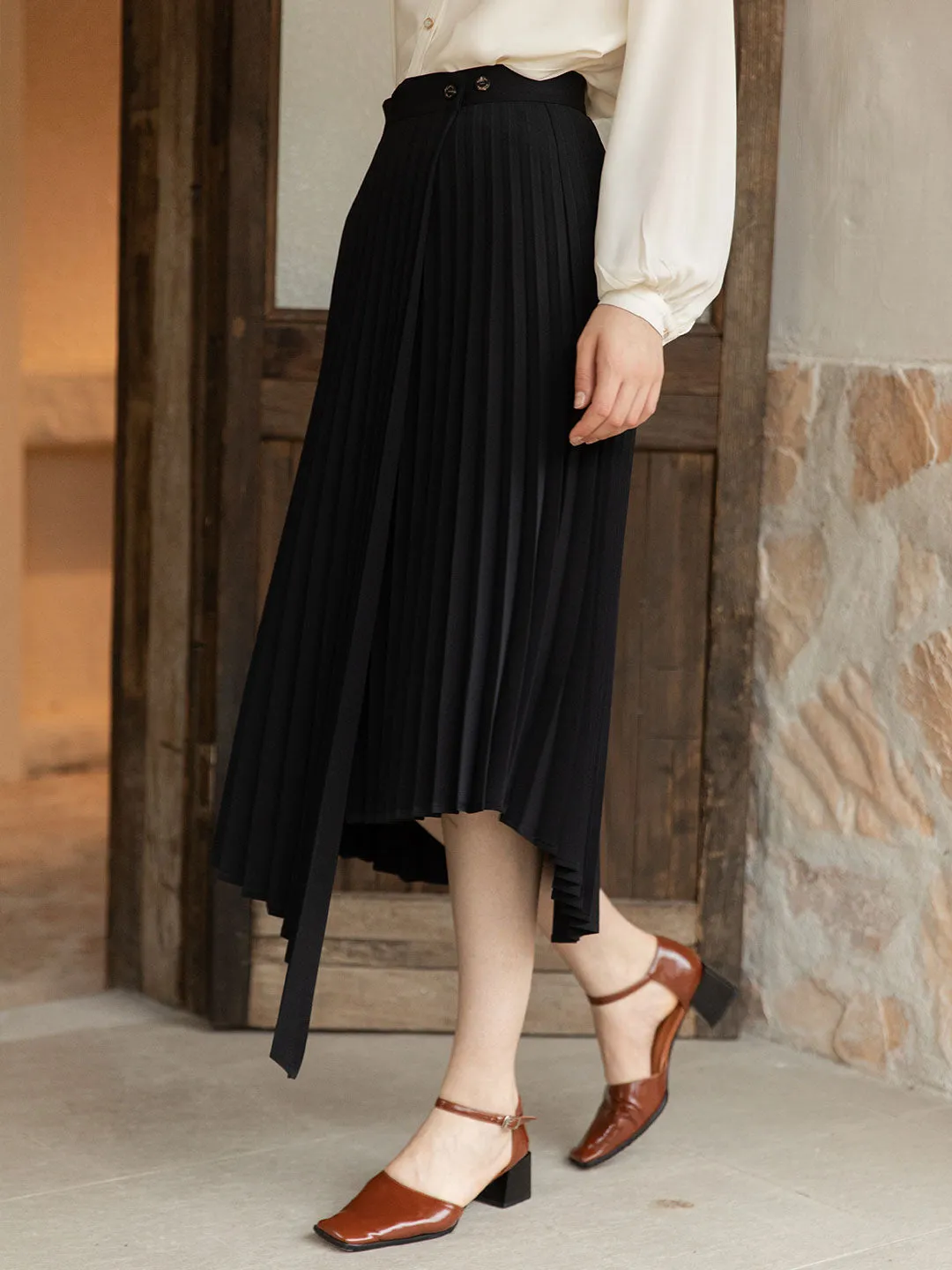 Nyla Chiffon Irregular Pleated Skirt