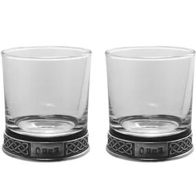 Personalised 11oz Celtic Pewter Whisky Glass Tumbler Set of 2