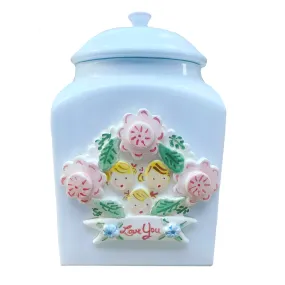 Personalized Cookie Jar - Pink Flowers and Faces