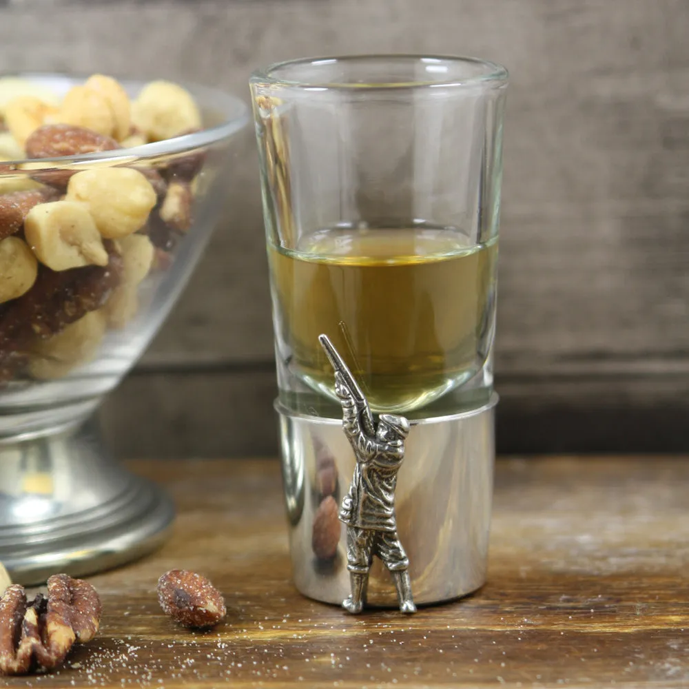 Pewter Shot Glass With Shooting Badge