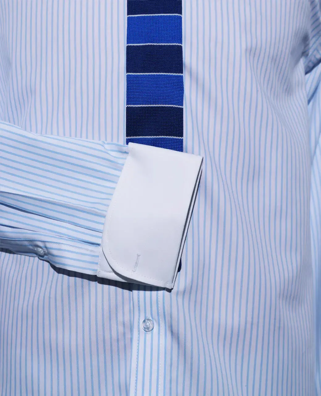 Pin Collar Shirt Light Blue And White Striped