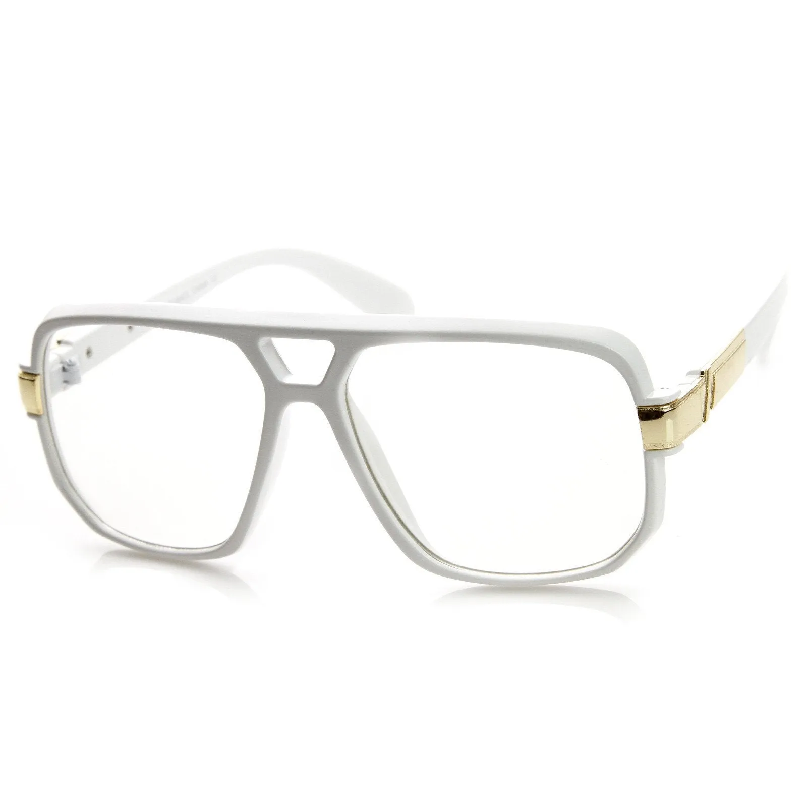 Retro 1980's Classic Square Frame Hip Hop Clear Lens Glasses