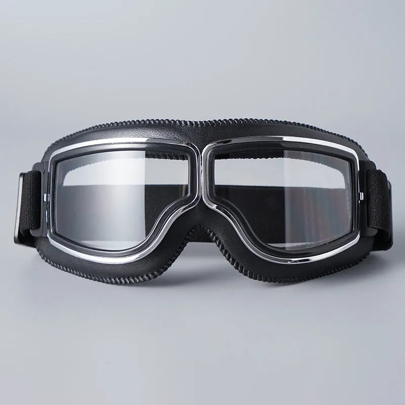 Retro, Foldable Motorcycle Goggles - Black