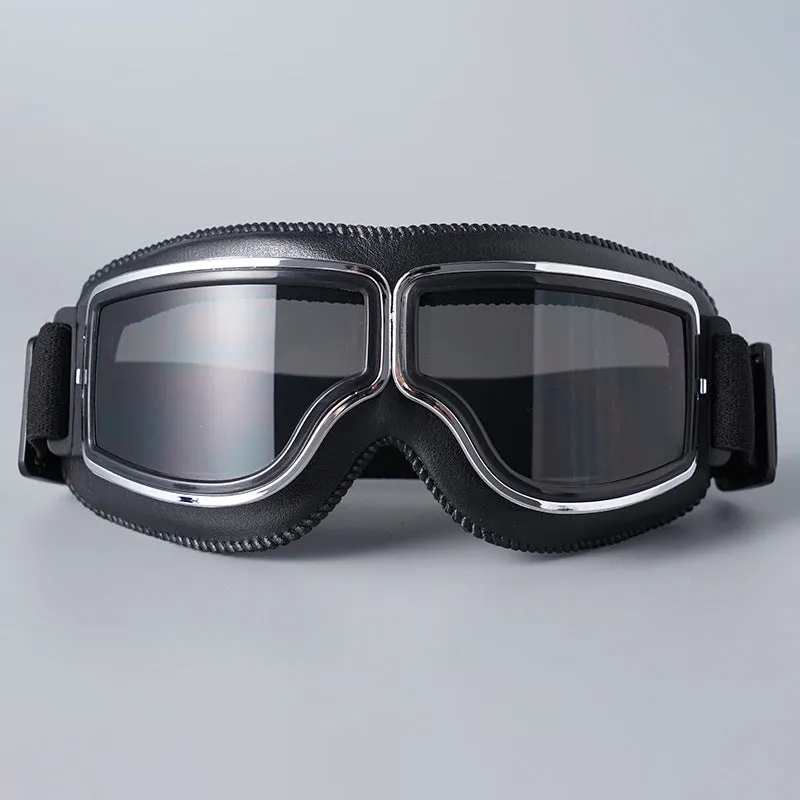 Retro, Foldable Motorcycle Goggles - Black