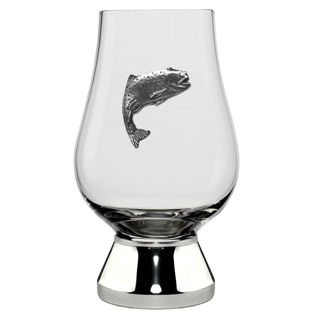 The Glencairn Whisky  Glass With Pewter Base and Trout 200ml