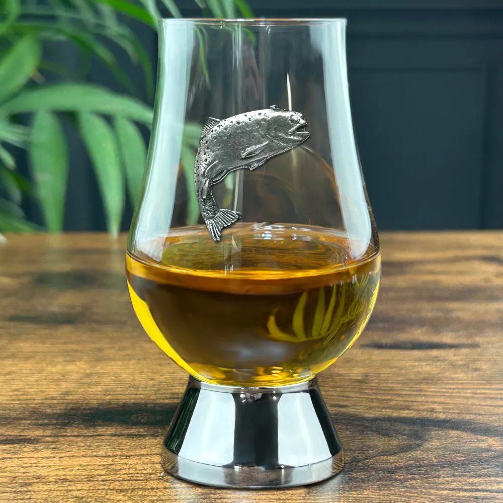 The Glencairn Whisky  Glass With Pewter Base and Trout 200ml