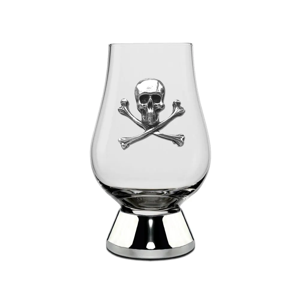 The Wee Glencairn Whisky Tasting Glass with Pewter Base and Skull & Cross Bones 70ml