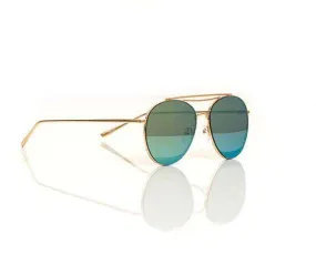 Triple Bridge Mirror Turquoise Pilot Sunglasses