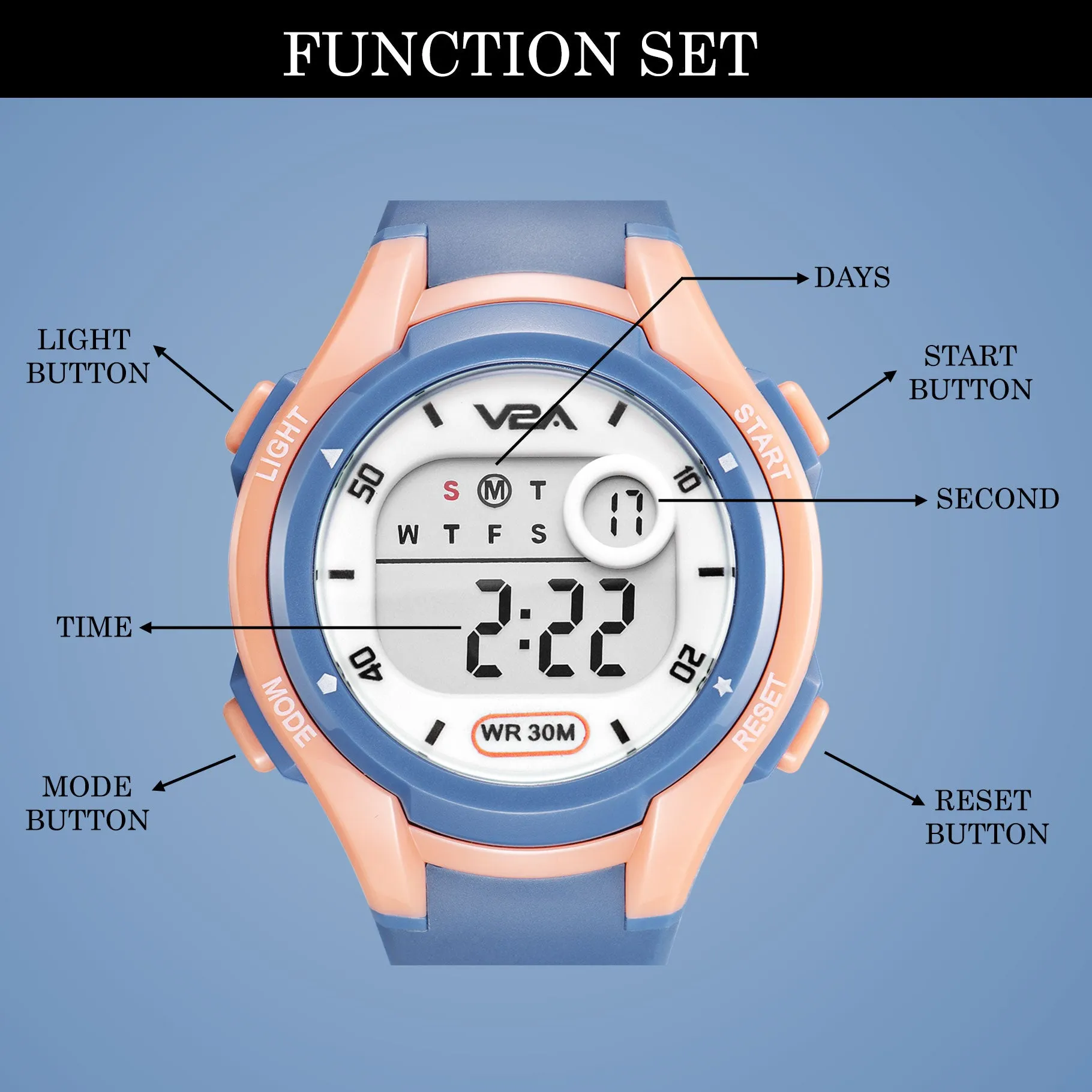 V2A Boys and Girls Kids Watch - Waterproof Watch, Gifts for Boys and Girls Age 5-13 for Multi-Functional 30 M Waterproof Digital Sports Watches for 3 4 5 6 7 Year Old Girls