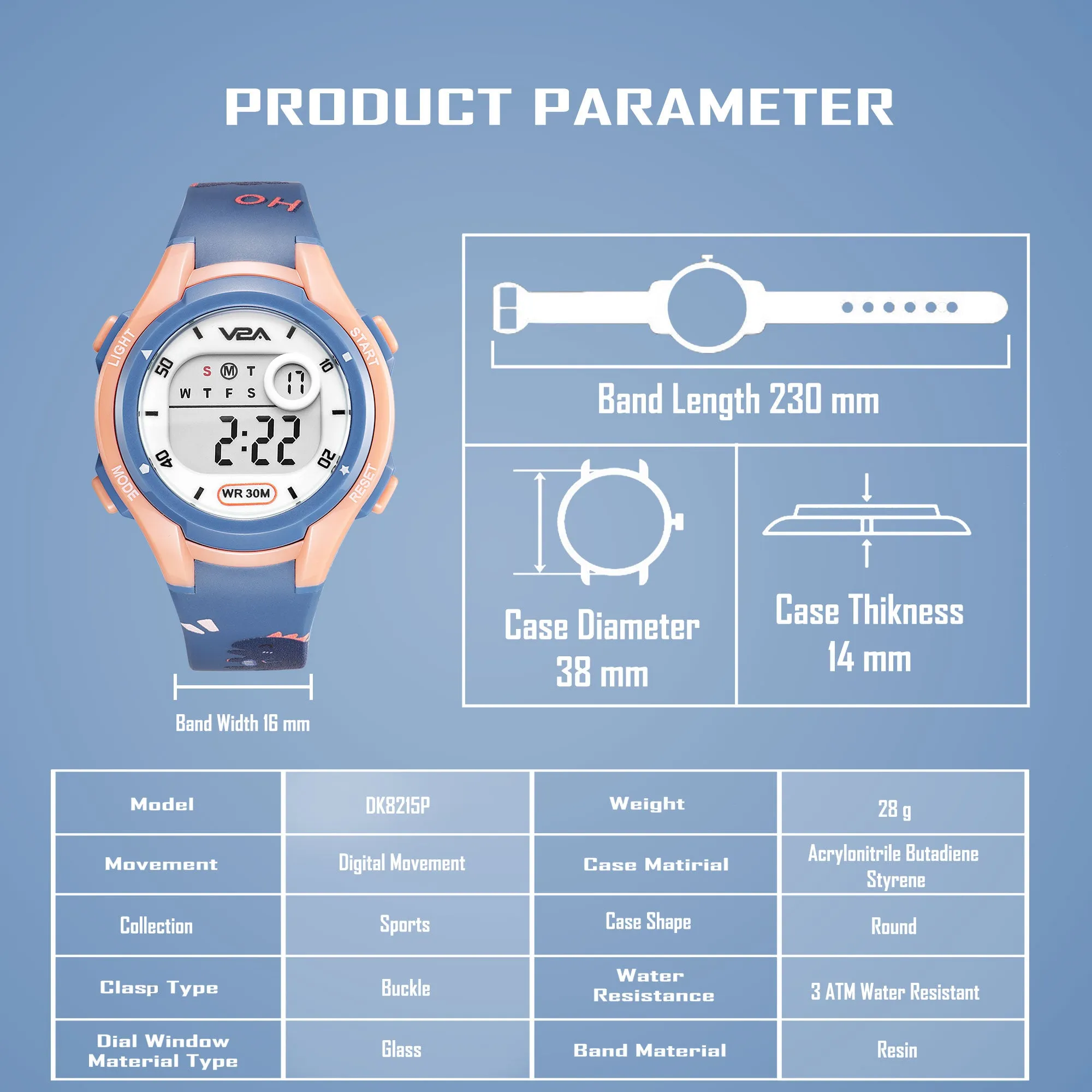 V2A Boys and Girls Kids Watch - Waterproof Watch, Gifts for Boys and Girls Age 5-13 for Multi-Functional 30 M Waterproof Digital Sports Watches for 3 4 5 6 7 Year Old Girls