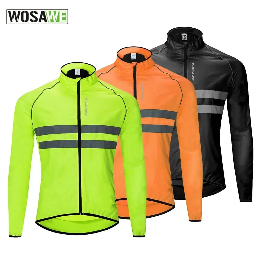 WOSAWE Ultralight Reflective Men Cycling Jacket Long Waterproof Windproof Road Mountain Bike MTB Jackets Bicycle Windbreaker