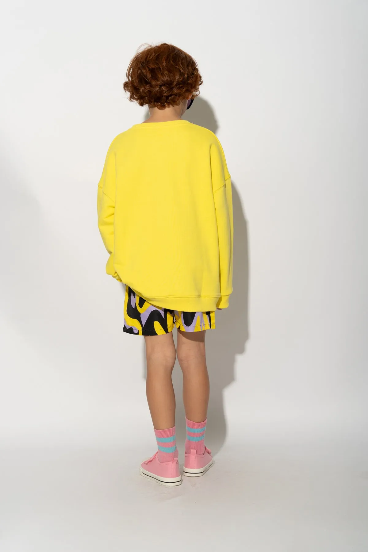 YELLOW 3D GLASSES PRINT SWEATSHIRT